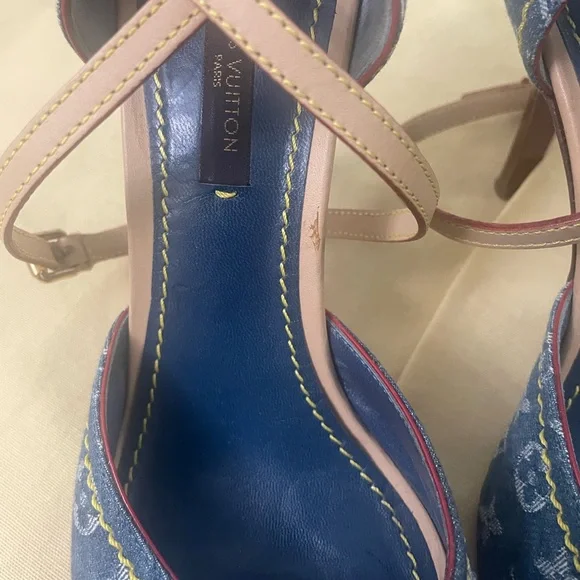 Louis Vuitton Rare Ankle Straps with Elegant Design Denim Sandals - Picture 7 of 8